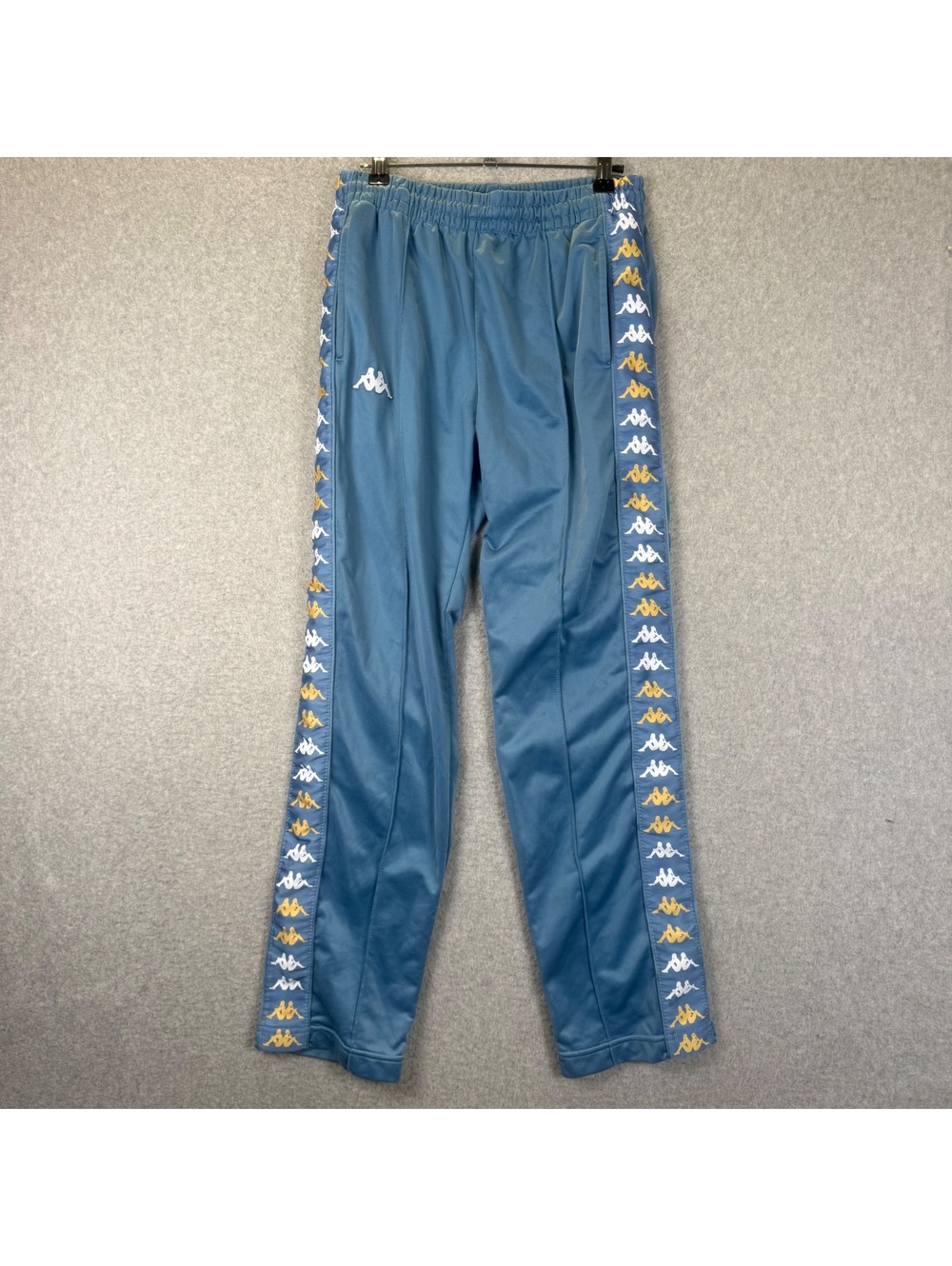 Vintage Kappa Men's Blue Side-Tape Jogger Track Pants Size Medium streetwear